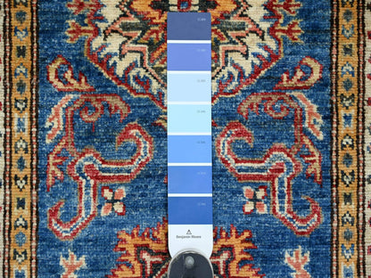 Blue 2'1" x 6'0" Tribal & Geometric Hand knotted Wool Rug - Sku: O021970