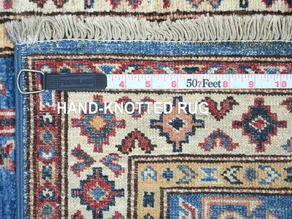 Blue 2'1" x 6'0" Tribal & Geometric Hand knotted Wool Rug - Sku: O021970