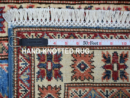 Blue 1'11" x 3'0" Tribal & Geometric Hand knotted Wool Rug - Sku: O021974