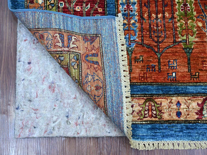 Blue 3'3" x 4'11" Tribal & Geometric Hand knotted Wool Rug - Sku: O021977