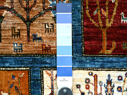 Blue 3'3" x 4'11" Tribal & Geometric Hand knotted Wool Rug - Sku: O021977
