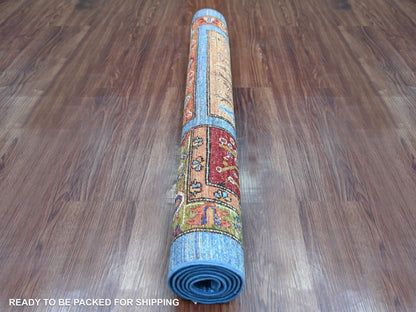 Blue 3'3" x 4'11" Tribal & Geometric Hand knotted Wool Rug - Sku: O021977