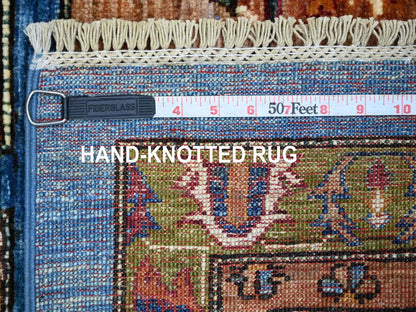 Blue 3'3" x 4'11" Tribal & Geometric Hand knotted Wool Rug - Sku: O021977