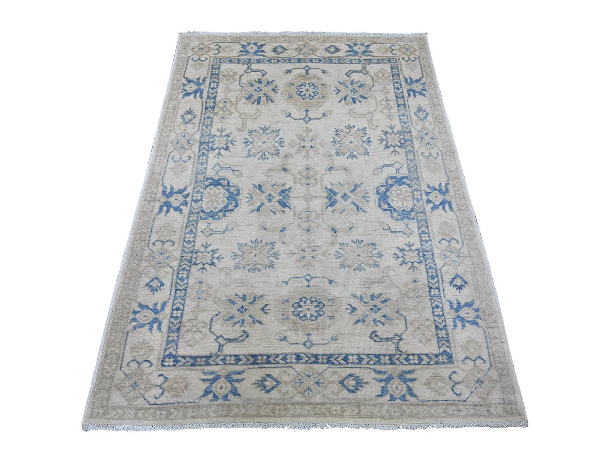 Kazak Kazak hand-knotted wool rug in Ivory, 4' x 5'8" — SKU O021979