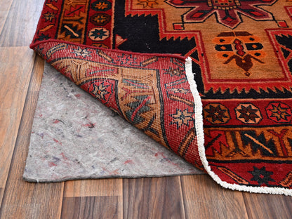 Black 3'2" x 10'7" Vintage Hand knotted Wool Rug - Sku: O02197