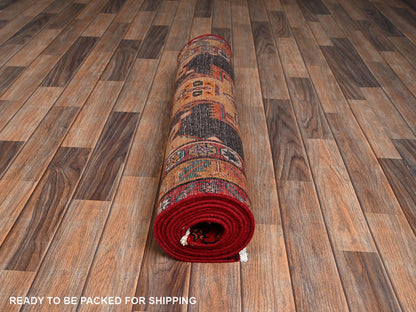 Black 3'2" x 10'7" Vintage Hand knotted Wool Rug - Sku: O02197
