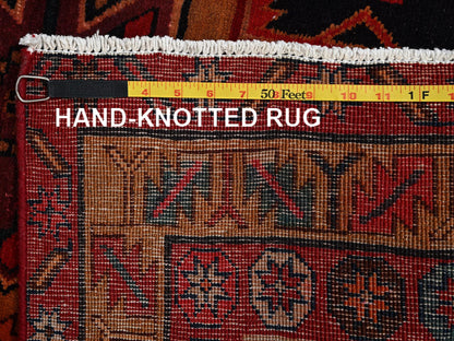Black 3'2" x 10'7" Vintage Hand knotted Wool Rug - Sku: O02197