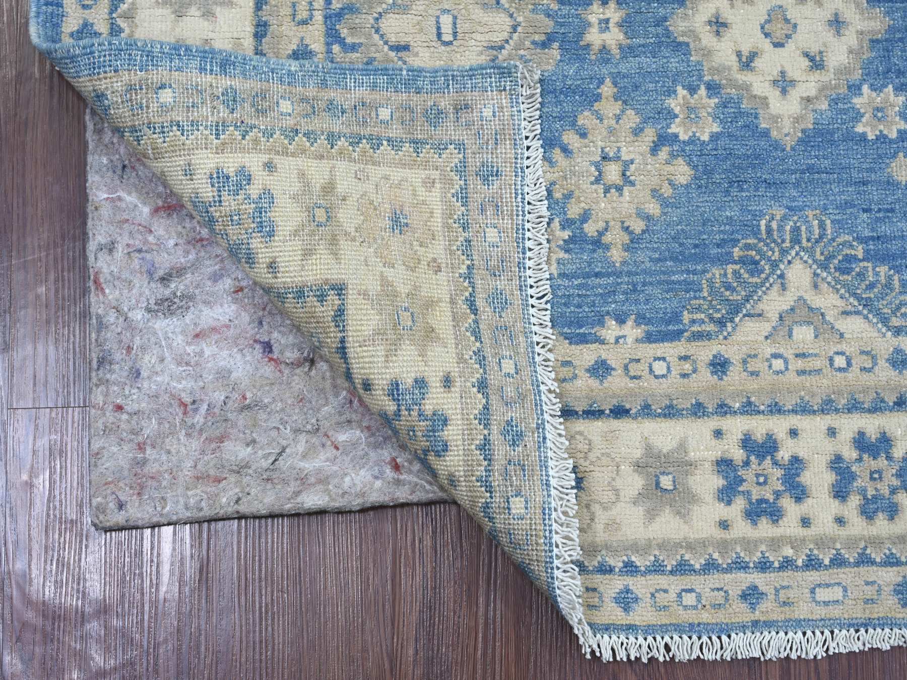 Blue 4'0" x 5'9" Kazak Hand knotted Wool Rug - Sku: O021980