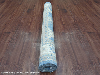 Blue 4'0" x 5'9" Kazak Hand knotted Wool Rug - Sku: O021980