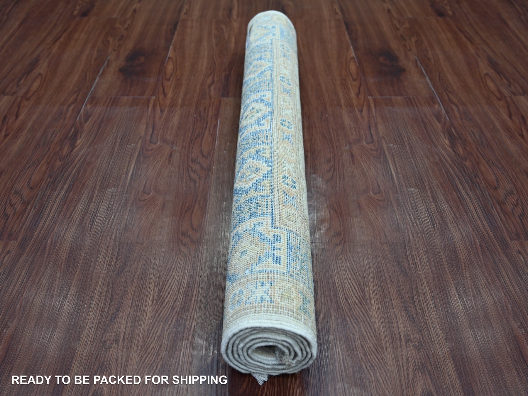 Kazak Kazak hand-knotted wool rug in Ivory & Blue, 3' x 4'10" — SKU O021982 (view 4)