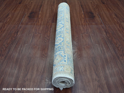 Kazak Kazak hand-knotted wool rug in Ivory & Blue, 3' x 4'10" — SKU O021982 (view 4)