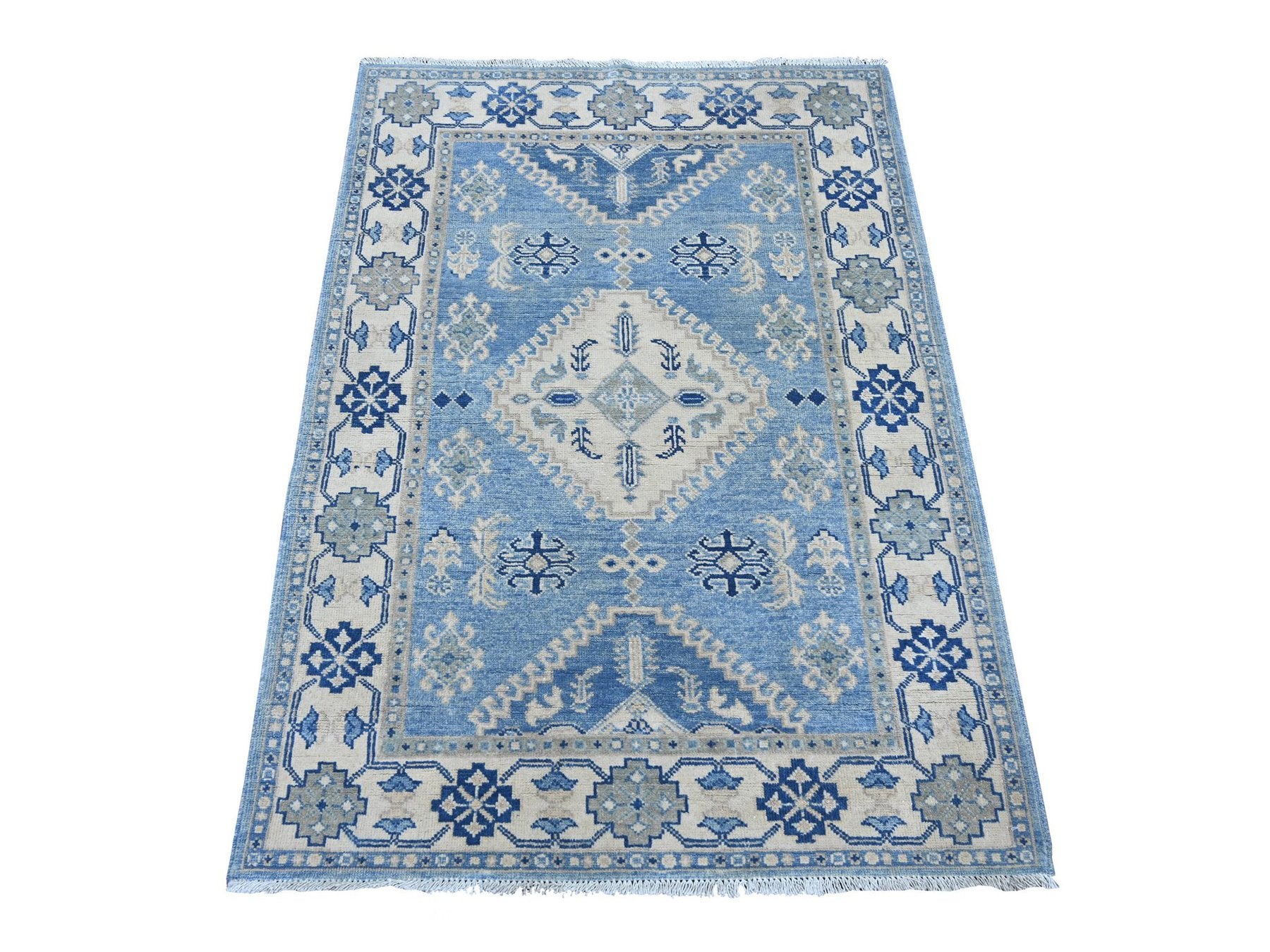 Blue 3'4" x 4'7" Kazak Hand knotted Wool Rug - Sku: O021983