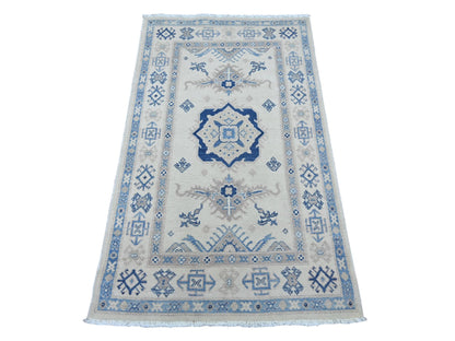 Kazak Kazak hand-knotted wool rug in Ivory, 2'11" x 4'10" — SKU O021984