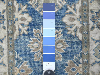 Blue 2'0" x 5'8" Kazak Hand knotted Wool Rug - Sku: O021985