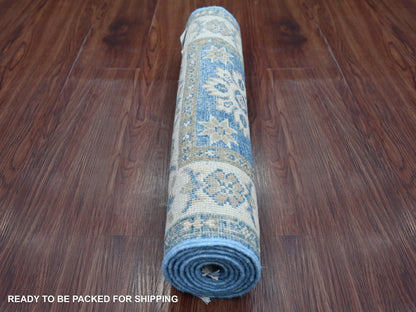 Blue 2'0" x 5'8" Kazak Hand knotted Wool Rug - Sku: O021985