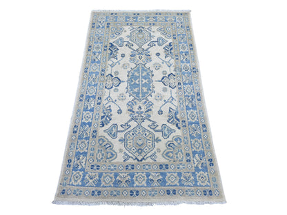 Ivory 3'0" x 5'3" Kazak Hand knotted Wool Rug - Sku: O021986