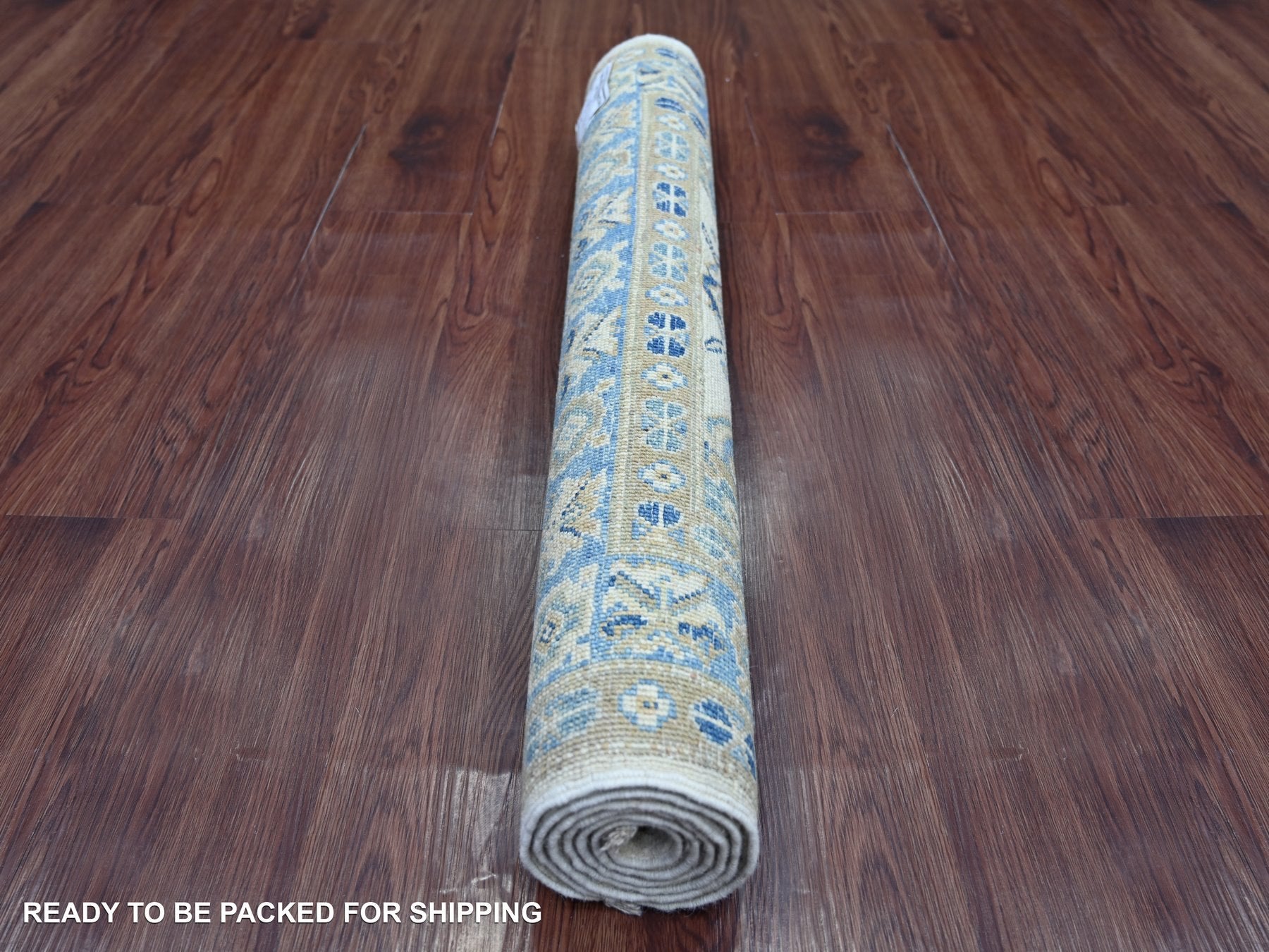 Kazak Kazak hand-knotted wool rug in Ivory & Blue, 3' x 5'3" — SKU O021986 (view 4)
