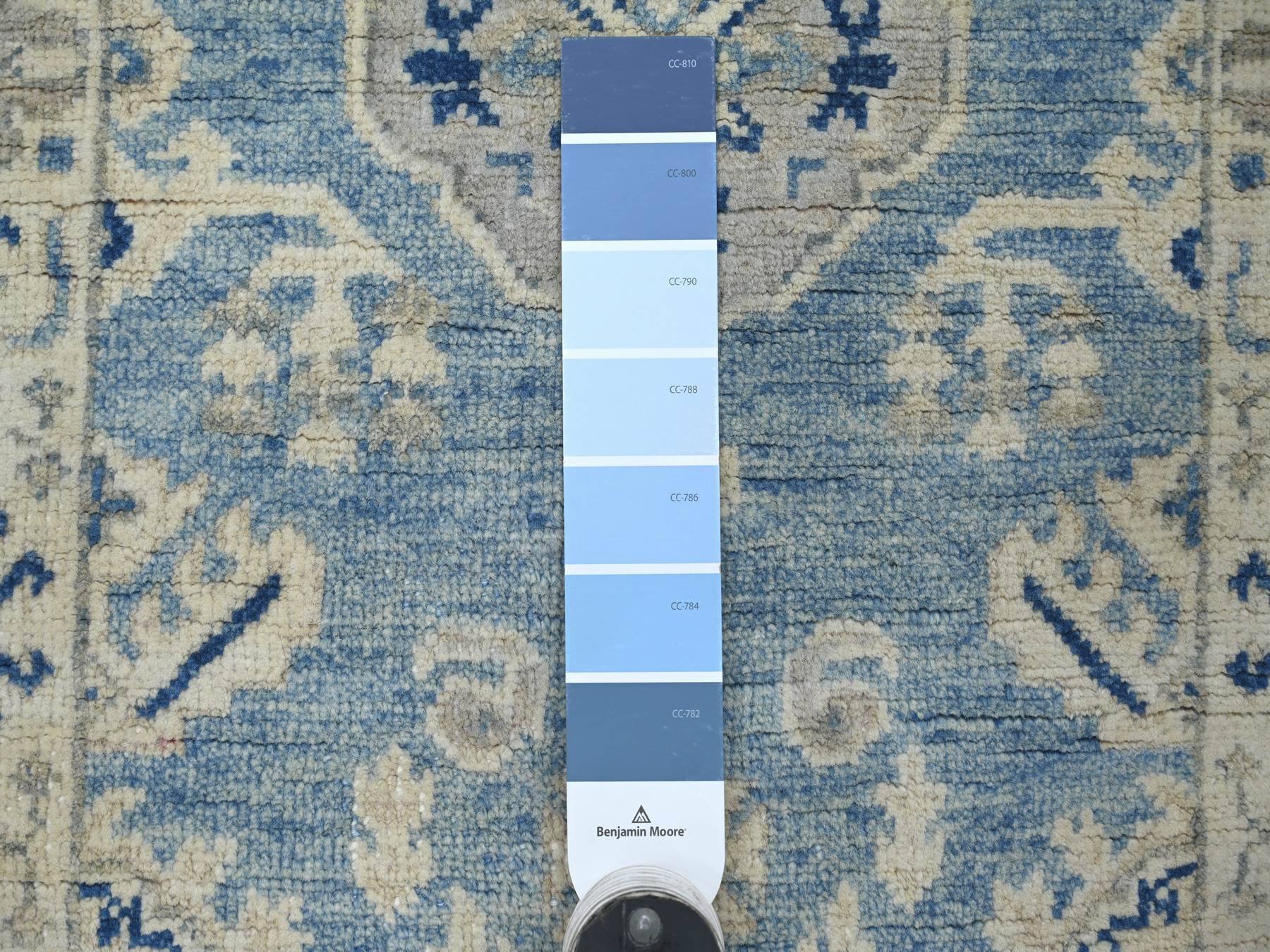 Kazak Kazak hand-knotted wool rug in Blue & Ivory, 1'11" x 2'9" — SKU O021987 (view 3)