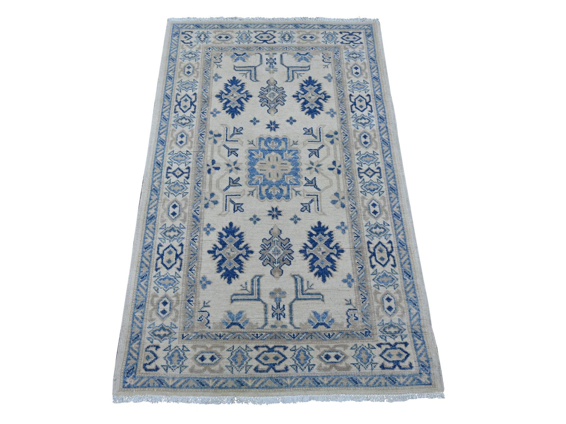 Kazak Kazak hand-knotted wool rug in Ivory, 2'10" x 4'8" — SKU O021988