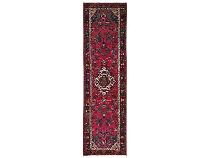 Vintage hand-knotted wool runner in Red & Brown, 2'7" x 9'8" — SKU O02198