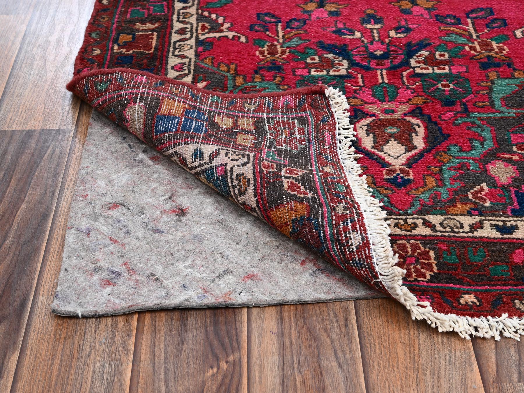 Vintage hand-knotted wool runner in Red & Brown, 2'7" x 9'8" — SKU O02198 (view 3)