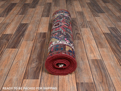 Vintage hand-knotted wool runner in Red & Brown, 2'7" x 9'8" — SKU O02198 (view 5)