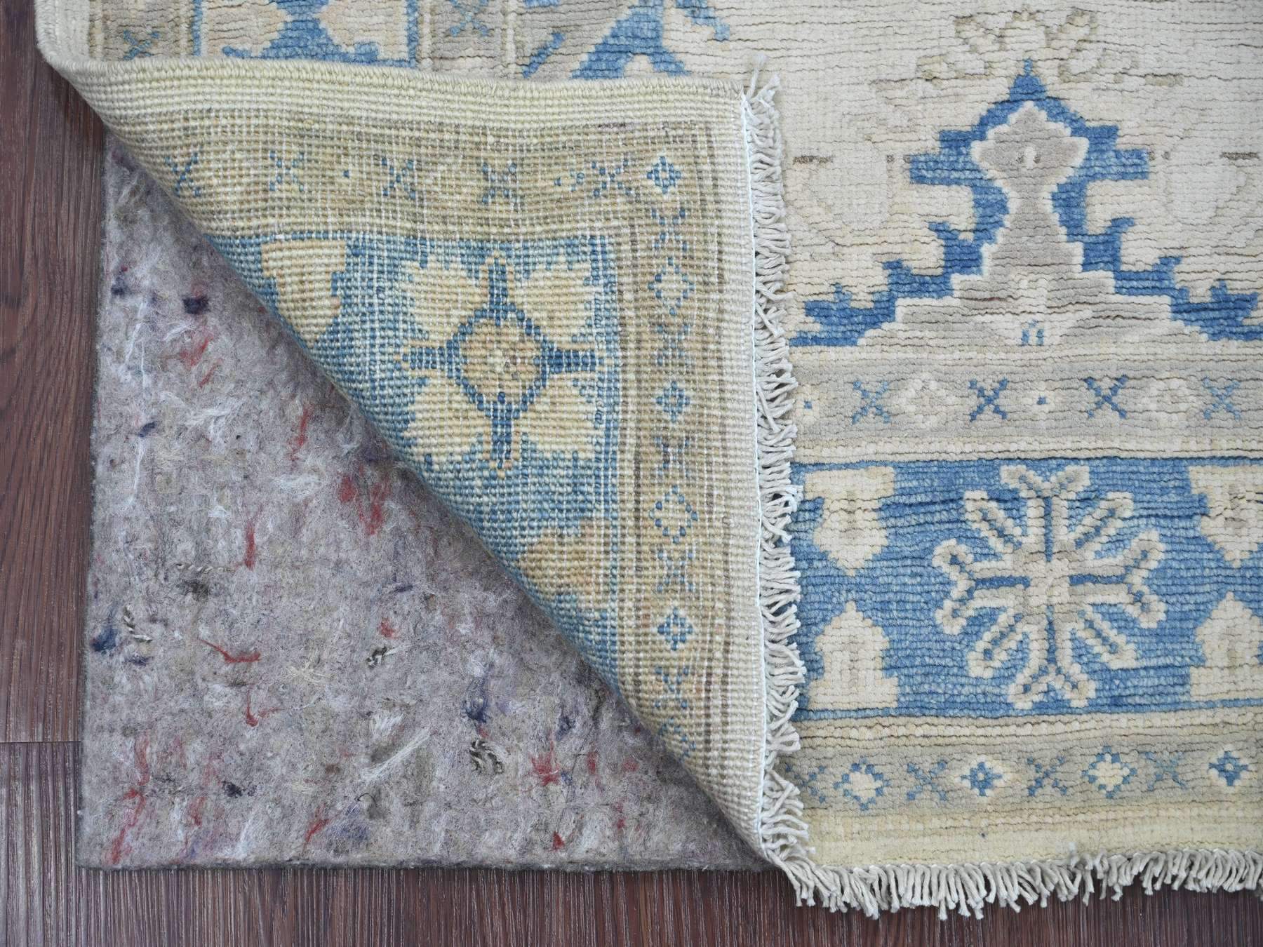 Kazak Kazak hand-knotted wool rug in Ivory & Blue, 3' x 4'10" — SKU O021990 (view 2)