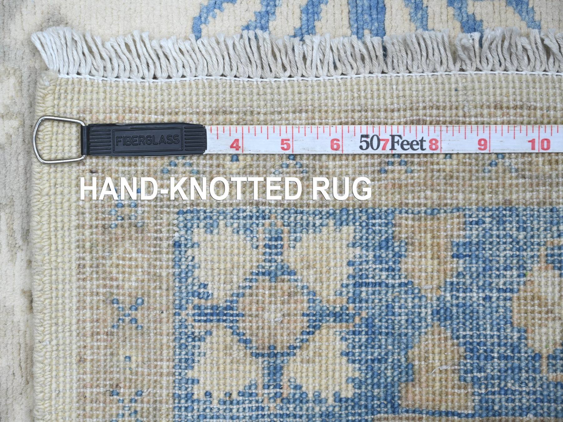 Kazak Kazak hand-knotted wool rug in Ivory & Blue, 3' x 4'10" — SKU O021990 (view 6)