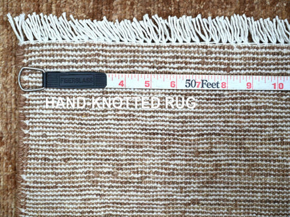Brown 6'1" x 8'8" Modern and Contemporary Hand knotted Wool Rug - Sku: O021994
