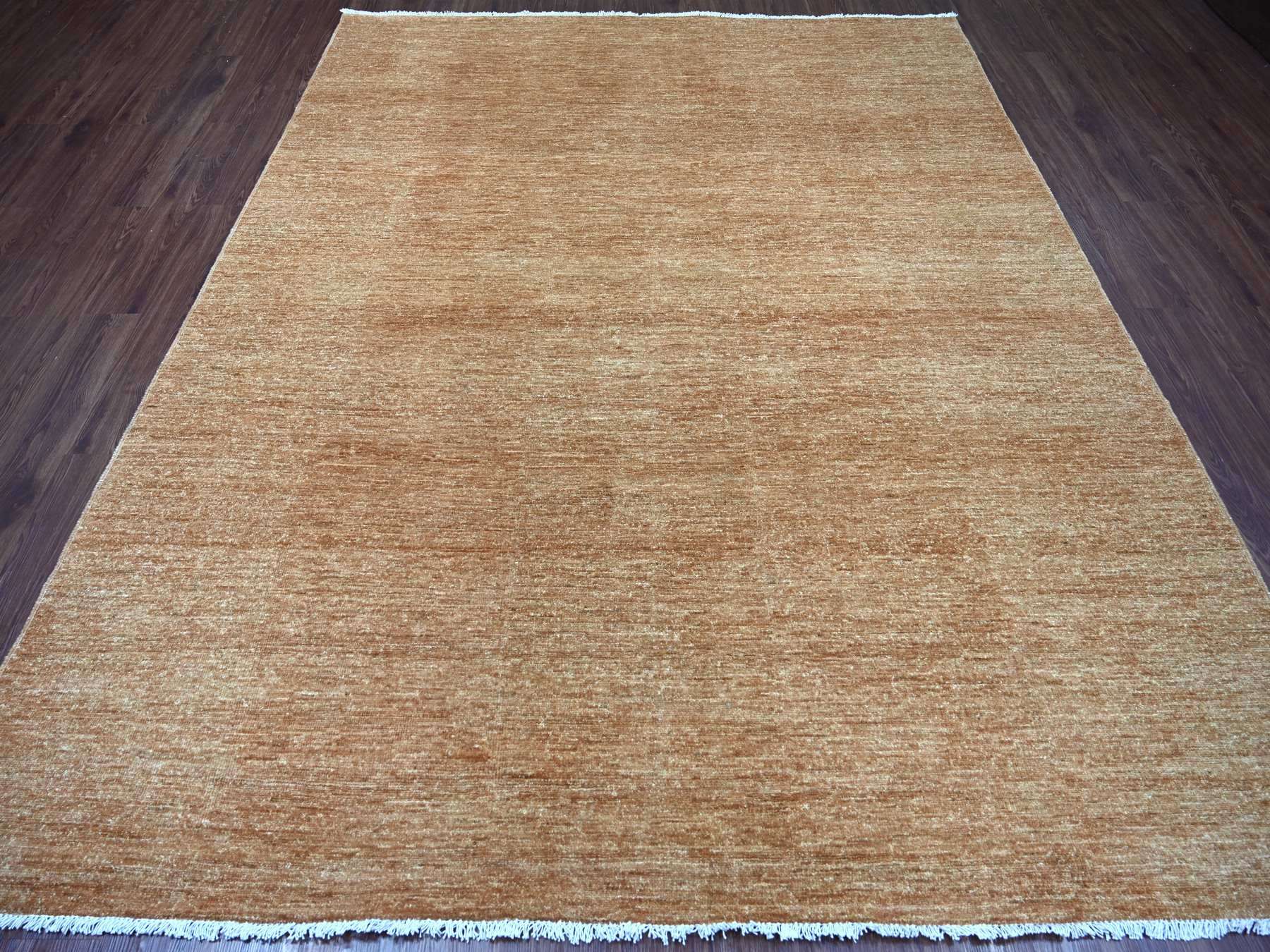 Brown 7'10" x 9'10" Modern and Contemporary Hand knotted Wool Rug - Sku: O021995