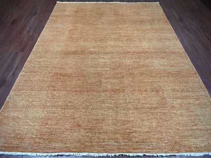 Brown 7'10" x 9'10" Modern and Contemporary Hand knotted Wool Rug - Sku: O021995