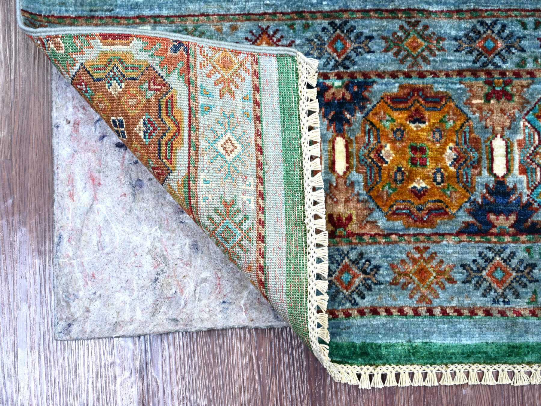 Blue 2'7" x 3'11" Tribal & Geometric Hand knotted Wool Rug - Sku: O021998