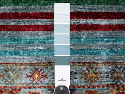 Blue 2'7" x 3'11" Tribal & Geometric Hand knotted Wool Rug - Sku: O021998