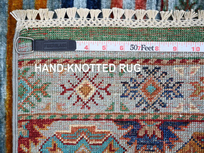 Blue 2'7" x 3'11" Tribal & Geometric Hand knotted Wool Rug - Sku: O021998