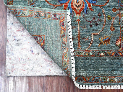 Tribal & Geometric hand-knotted wool rug in Blue, 2'9" x 3'11" — SKU O021999 (view 2)