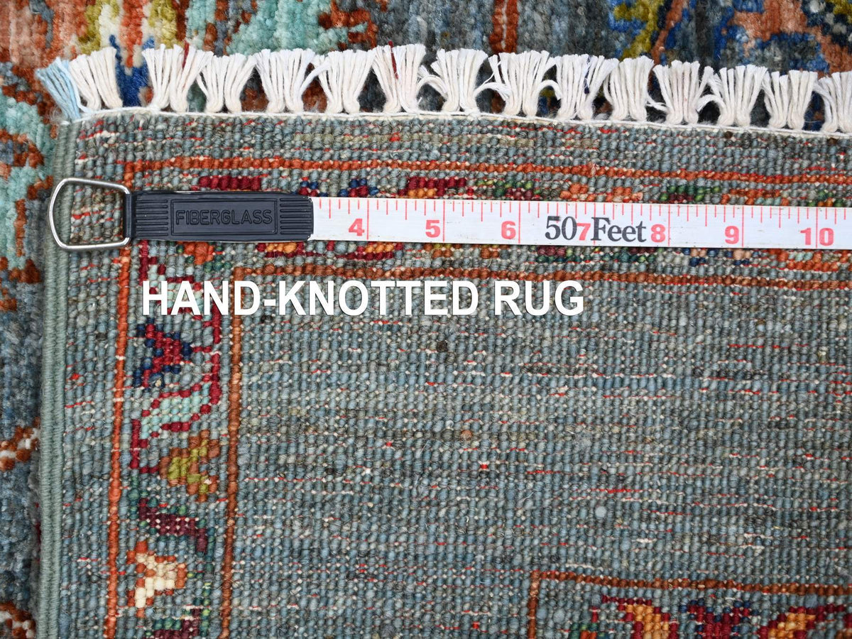 Tribal & Geometric hand-knotted wool rug in Blue, 2'9" x 3'11" — SKU O021999 (view 6)