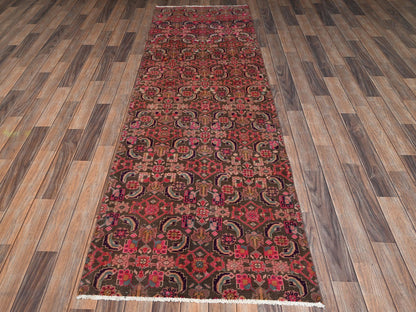 Brown 2'9" x 8'8" Vintage Hand knotted Wool Rug - Sku: O02199