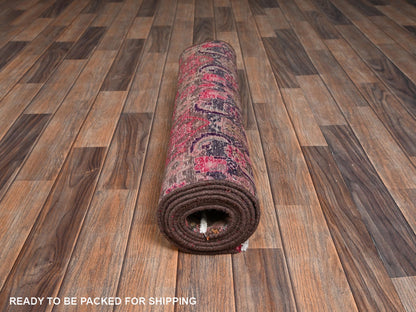 Brown 2'9" x 8'8" Vintage Hand knotted Wool Rug - Sku: O02199