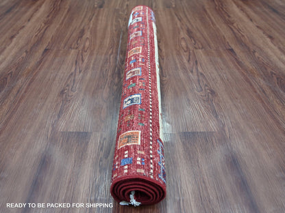 Gabbeh Tribal & Geometric hand-knotted wool rug in Red, 2'11" x 4'1" — SKU O022002 (view 4)