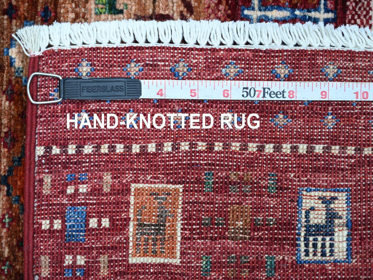Gabbeh Tribal & Geometric hand-knotted wool rug in Red, 2'11" x 4'1" — SKU O022002 (view 6)