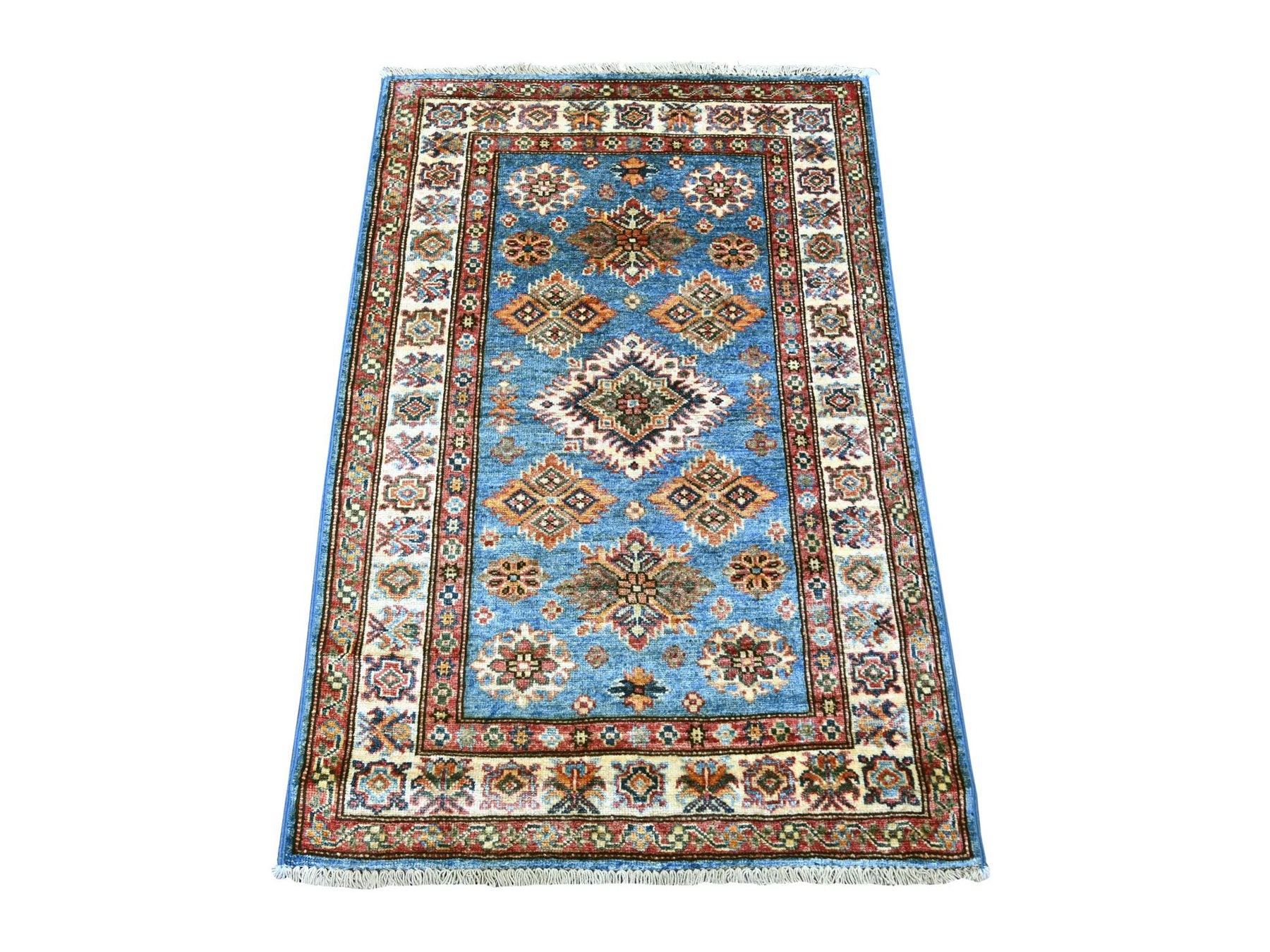 Blue 2'9" x 4'1" Tribal & Geometric Hand knotted Wool Rug - Sku: O022004