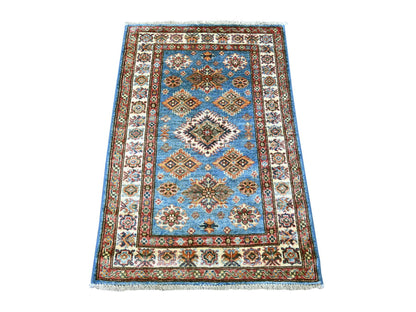 Blue 2'9" x 4'1" Tribal & Geometric Hand knotted Wool Rug - Sku: O022004