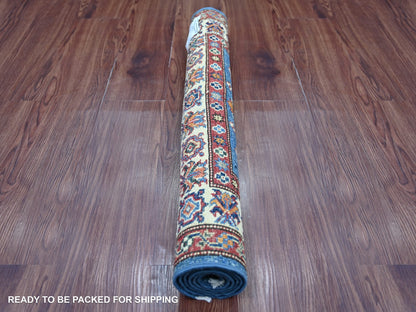 Kazak Tribal & Geometric hand-knotted wool rug in Blue & Ivory, 2'9" x 4'1" — SKU O022004 (view 4)
