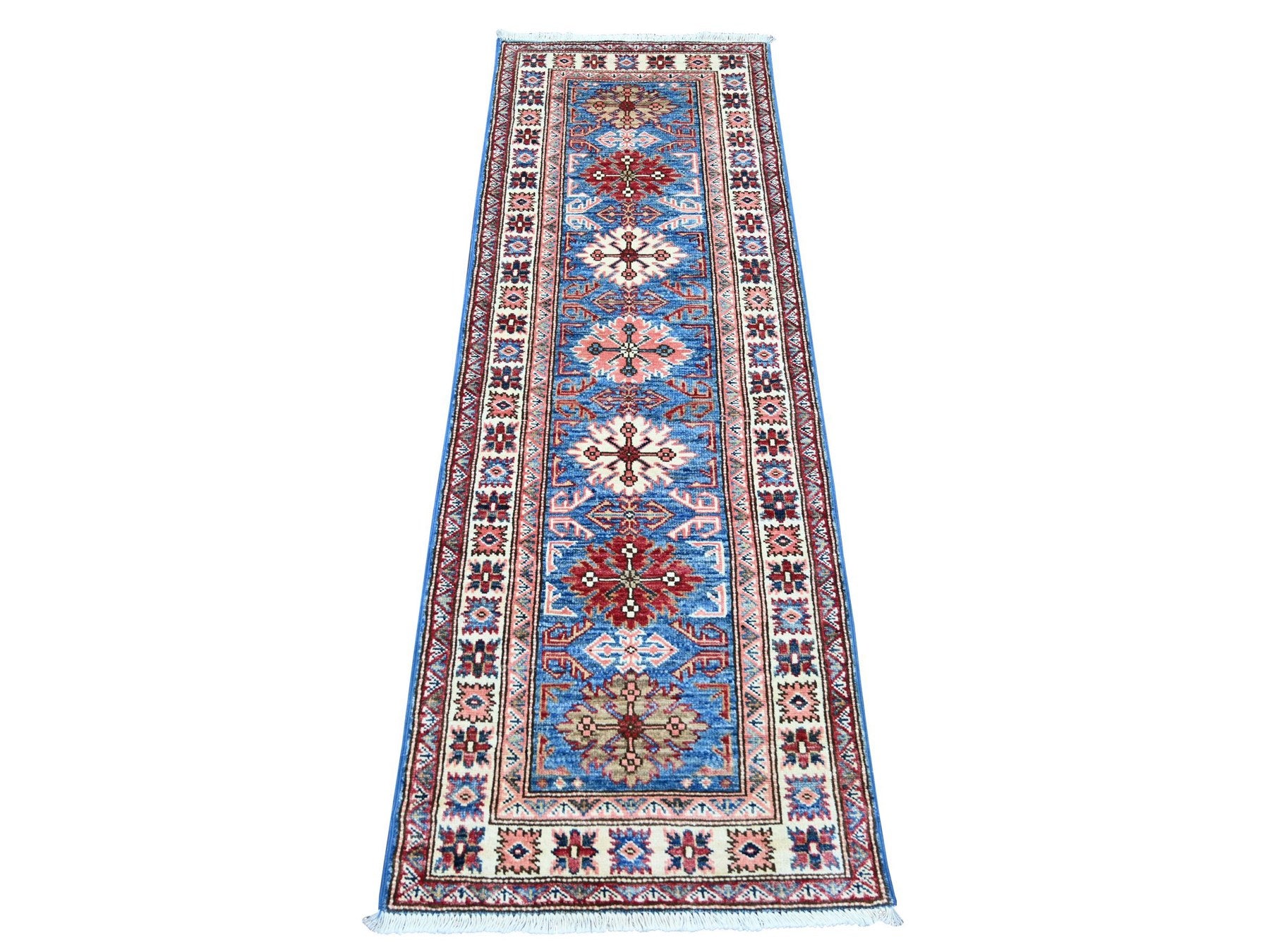 Blue 2'0" x 5'11" Tribal & Geometric Hand knotted Wool Rug - Sku: O022006