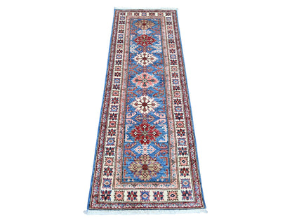 Blue 2'0" x 5'11" Tribal & Geometric Hand knotted Wool Rug - Sku: O022006
