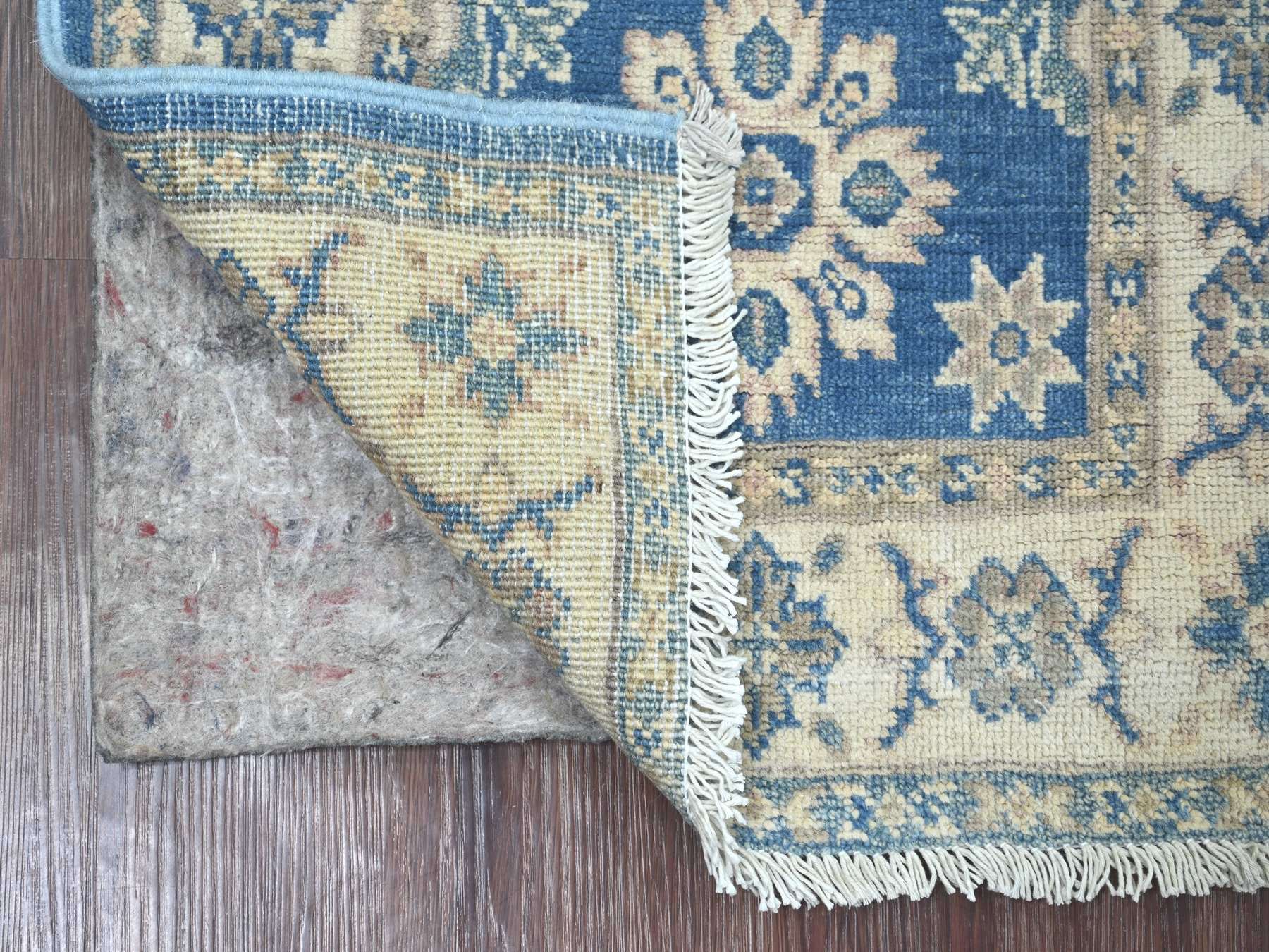 Blue 2'0" x 5'8" Kazak Hand knotted Wool Rug - Sku: O022008