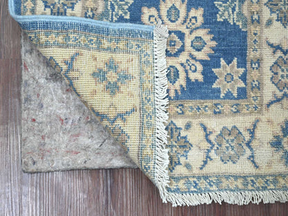 Blue 2'0" x 5'8" Kazak Hand knotted Wool Rug - Sku: O022008