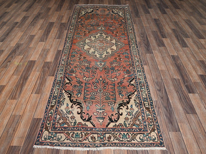 Malayer Vintage hand-knotted wool runner in Red & Ivory, 3'3" x 8'9" — SKU O02200 (view 2)