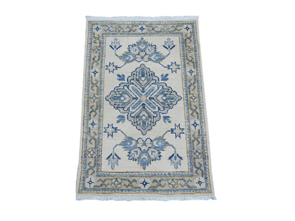 Kazak Kazak hand-knotted wool rug in Ivory & Gray, 1'11" x 2'11" — SKU O022010