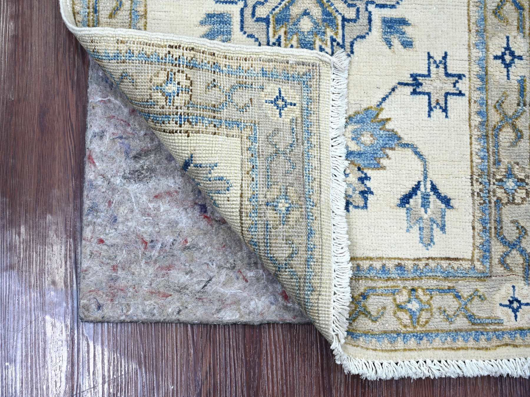 Kazak Kazak hand-knotted wool rug in Ivory & Gray, 1'11" x 2'11" — SKU O022010 (view 2)
